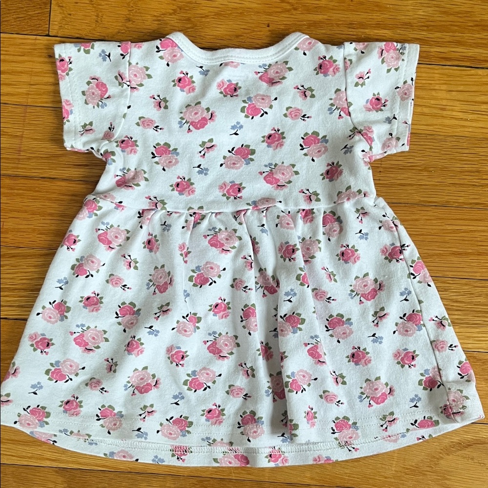Luvable Friends White Dress with Pink and Blue Floral Design - Picture 3 of 3